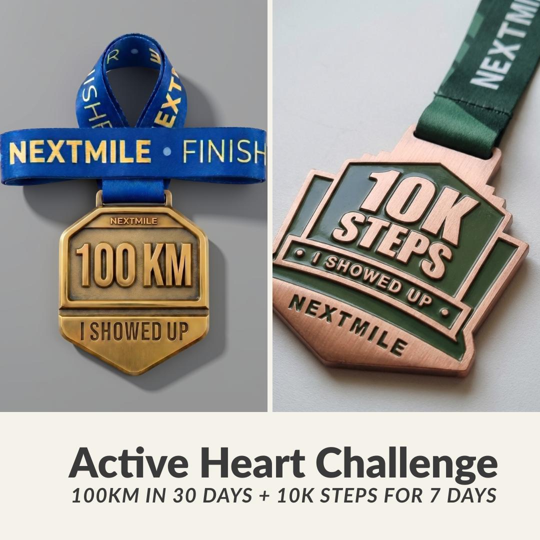 Active Heart Challenge (100KM in 30 Days + 10K Steps for 7 Days)
